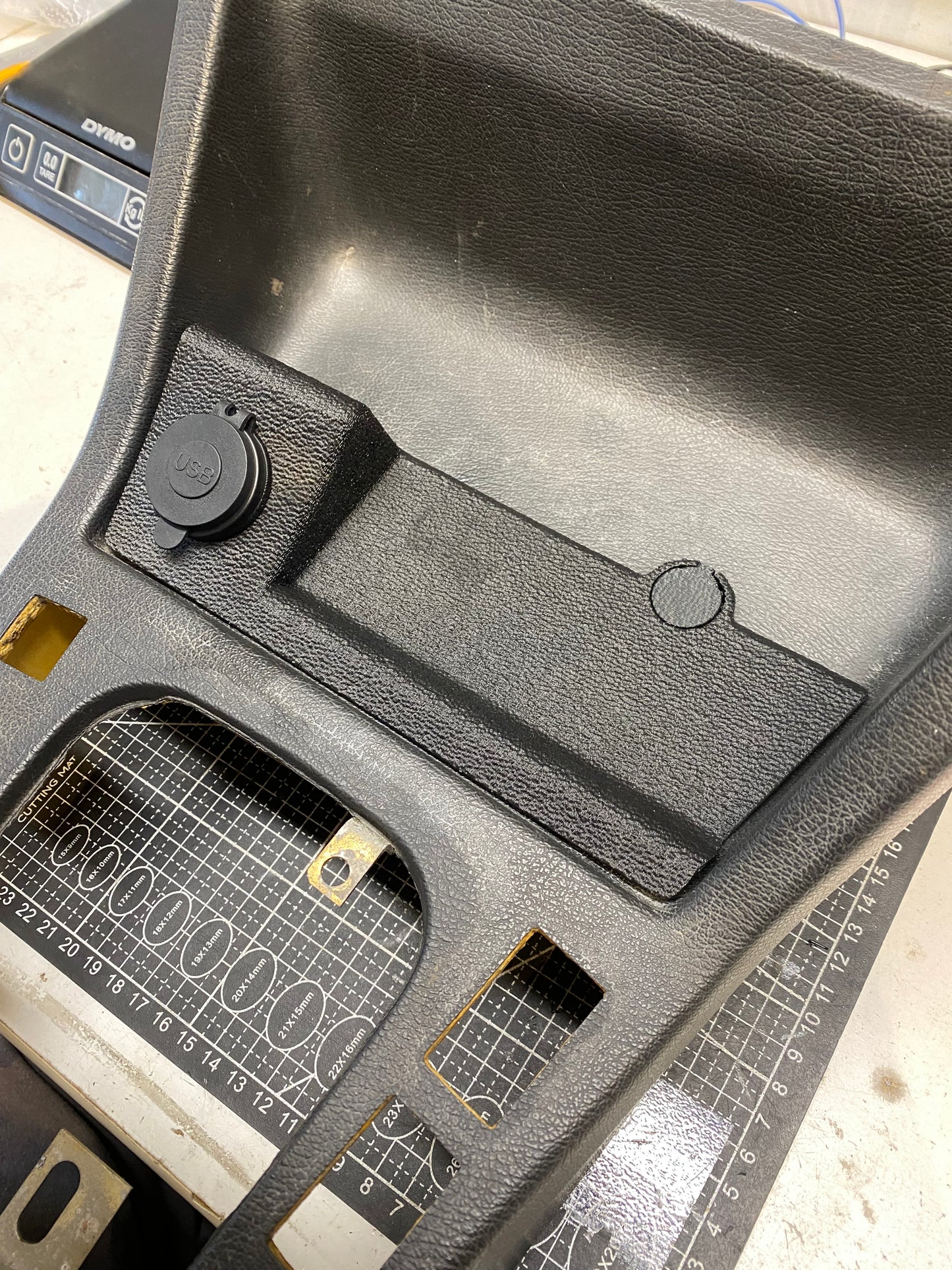 Graveyard #62 - BMW E30 Utility Panel Ashtray Replacement & Phone Mount - Single USB Charge Socket - Left Hand Drive